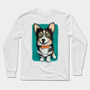 Corgi gentleman illustrated dog Long Sleeve T-Shirt